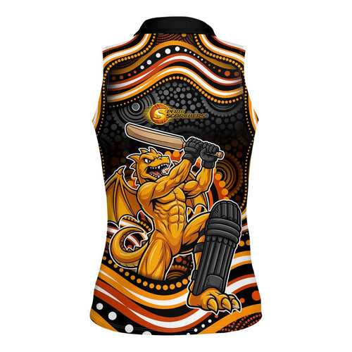 Perth Scorchers Cricket Women Sleeveless Polo Shirt Australian Cricket Mascot - Modern Indigenous Style