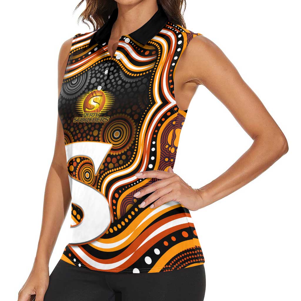 Perth Scorchers Cricket Women Sleeveless Polo Shirt Australian Cricket Mascot - Modern Indigenous Style