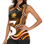 Perth Scorchers Cricket Women Sleeveless Polo Shirt Australian Cricket Mascot - Modern Indigenous Style