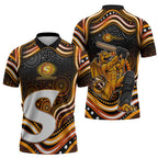 Perth Scorchers Cricket Zipper Polo Shirt Australian Cricket Mascot - Modern Indigenous Style