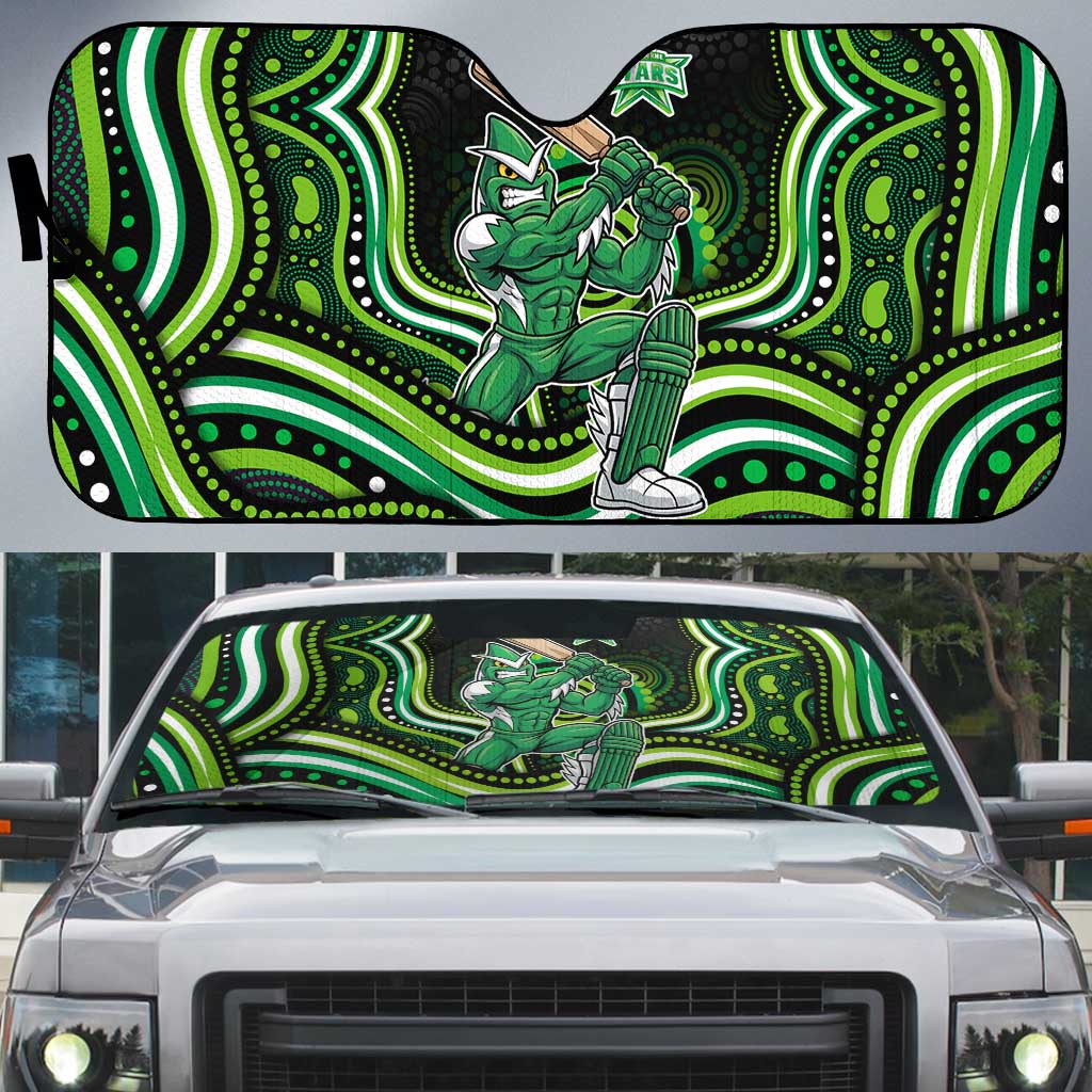 Melbourne Stars Cricket Auto Sun Shade Australian Cricket Mascot - Modern Indigenous Style
