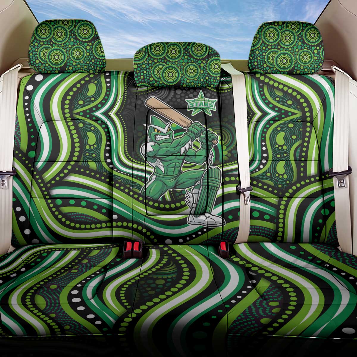 Melbourne Stars Cricket Back Car Seat Cover Australian Cricket Mascot - Modern Indigenous Style