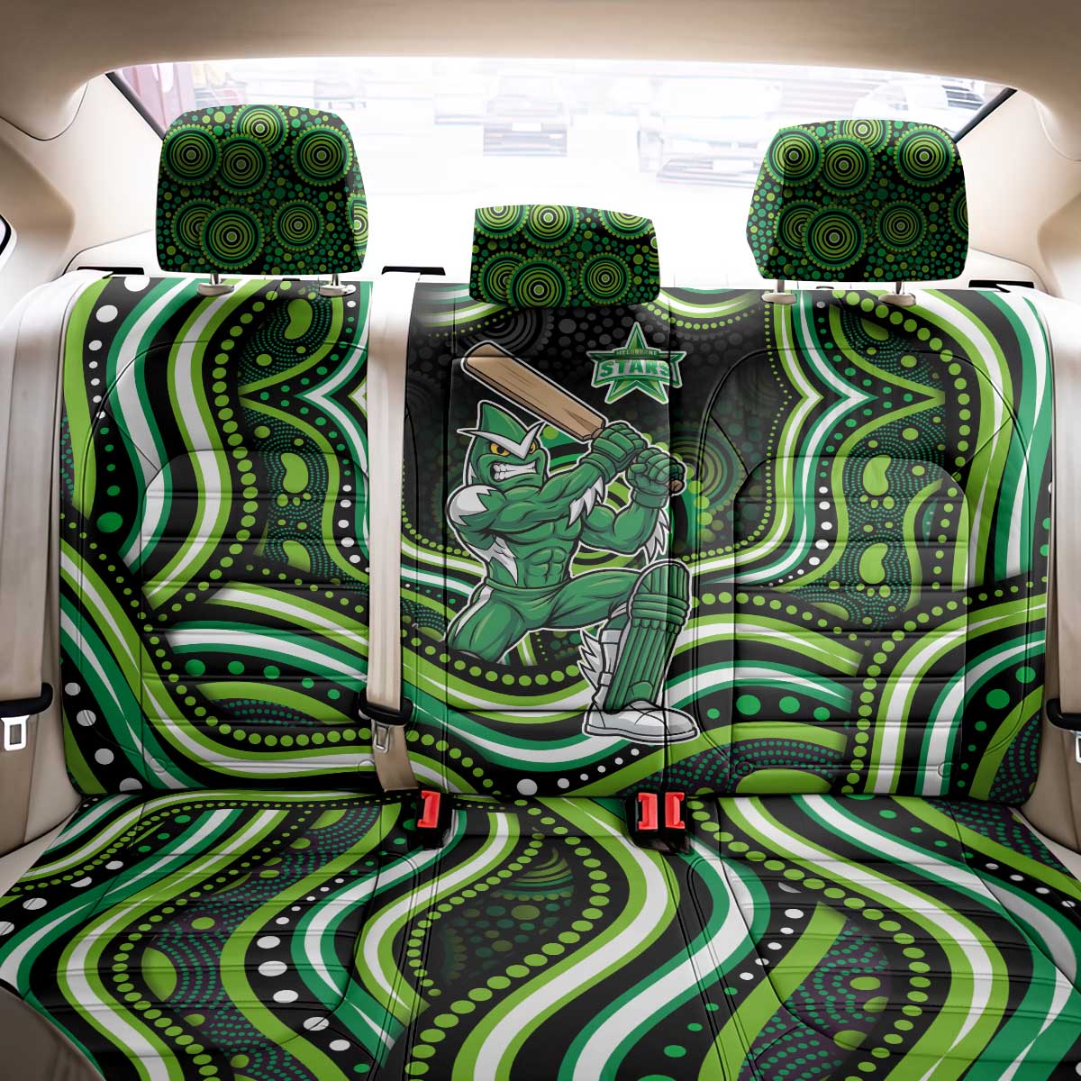 Melbourne Stars Cricket Back Car Seat Cover Australian Cricket Mascot - Modern Indigenous Style