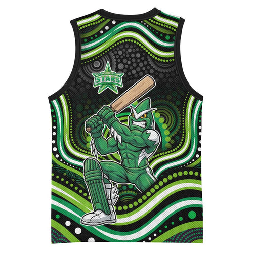 Melbourne Stars Cricket Basketball Jersey Australian Cricket Mascot - Modern Indigenous Style