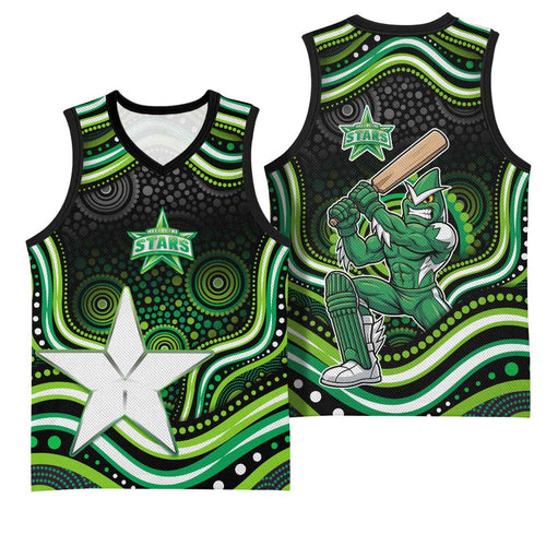 Melbourne Stars Cricket Basketball Jersey Australian Cricket Mascot - Modern Indigenous Style