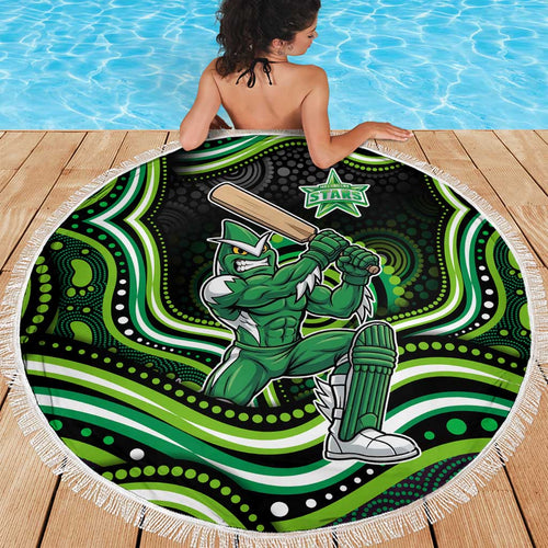 Melbourne Stars Cricket Beach Blanket Australian Cricket Mascot - Modern Indigenous Style
