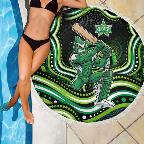 Melbourne Stars Cricket Beach Blanket Australian Cricket Mascot - Modern Indigenous Style