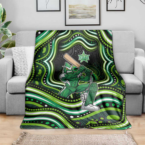 Melbourne Stars Cricket Blanket Australian Cricket Mascot - Modern Indigenous Style