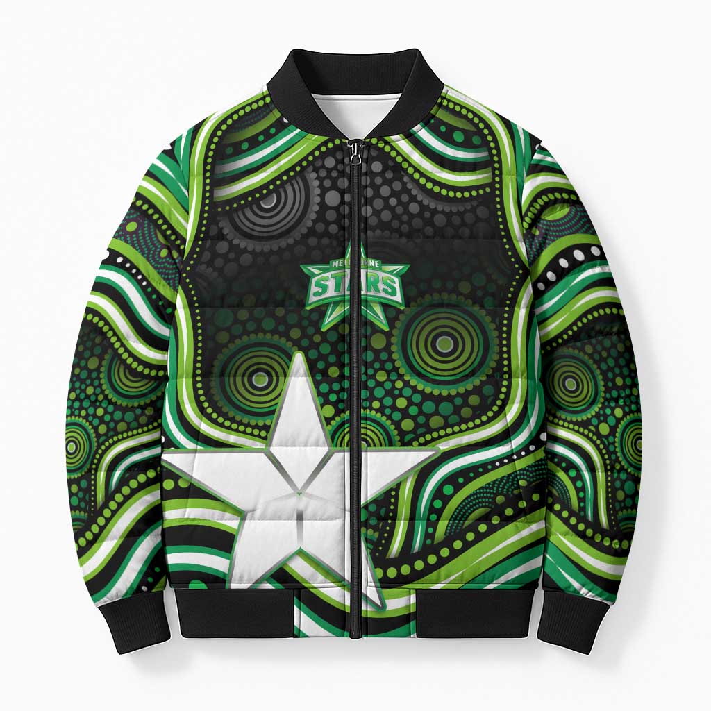 Melbourne Stars Cricket Bomber Puffer Jacket Australian Cricket Mascot - Modern Indigenous Style