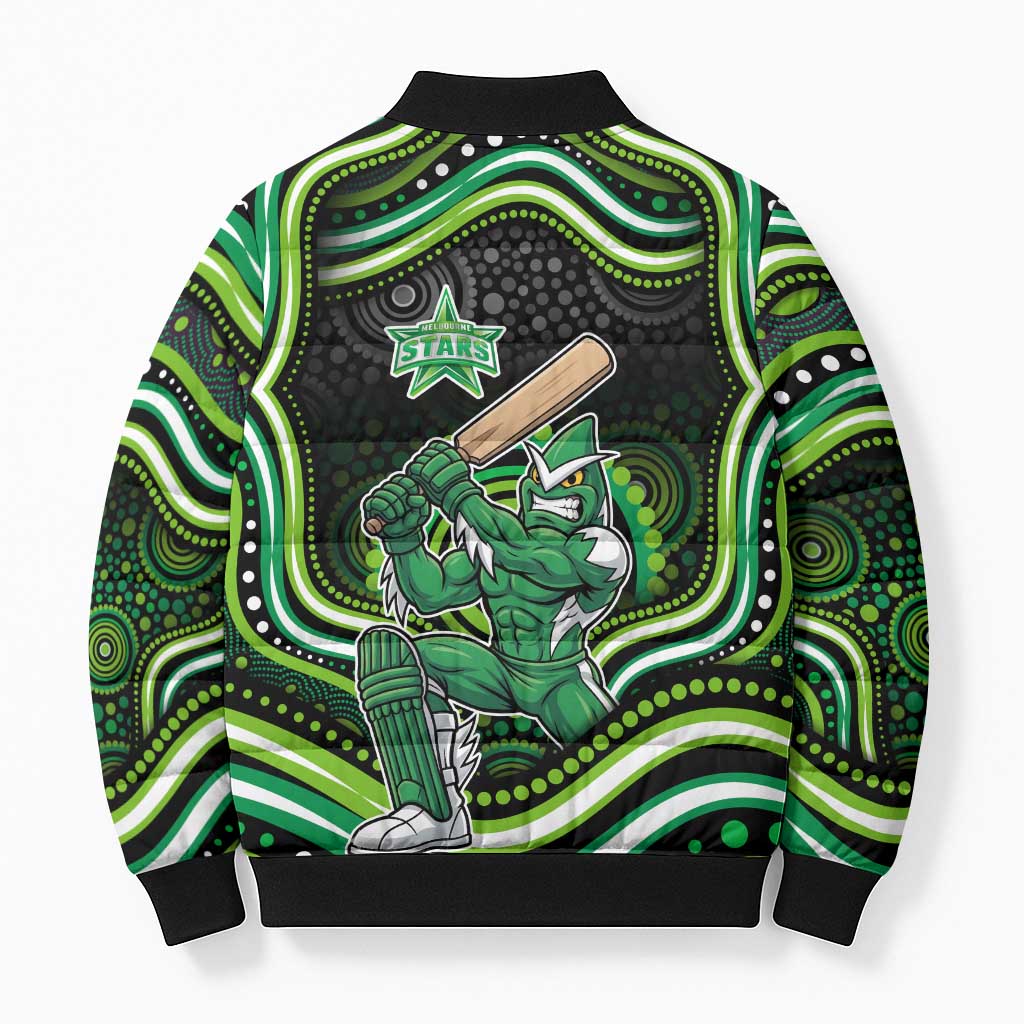 Melbourne Stars Cricket Bomber Puffer Jacket Australian Cricket Mascot - Modern Indigenous Style
