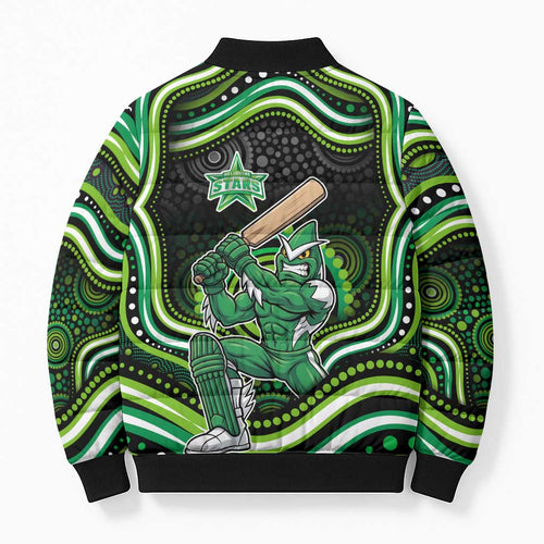 Melbourne Stars Cricket Bomber Puffer Jacket Australian Cricket Mascot - Modern Indigenous Style