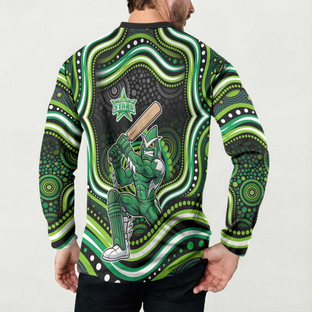 Melbourne Stars Cricket Button Sweatshirt Australian Cricket Mascot - Modern Indigenous Style