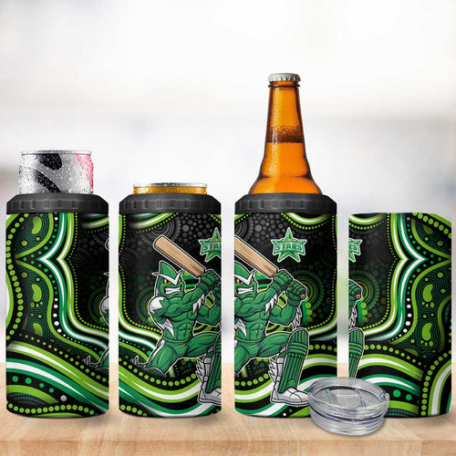 Melbourne Stars Cricket 4 in 1 Can Cooler Tumbler Australian Cricket Mascot - Modern Indigenous Style