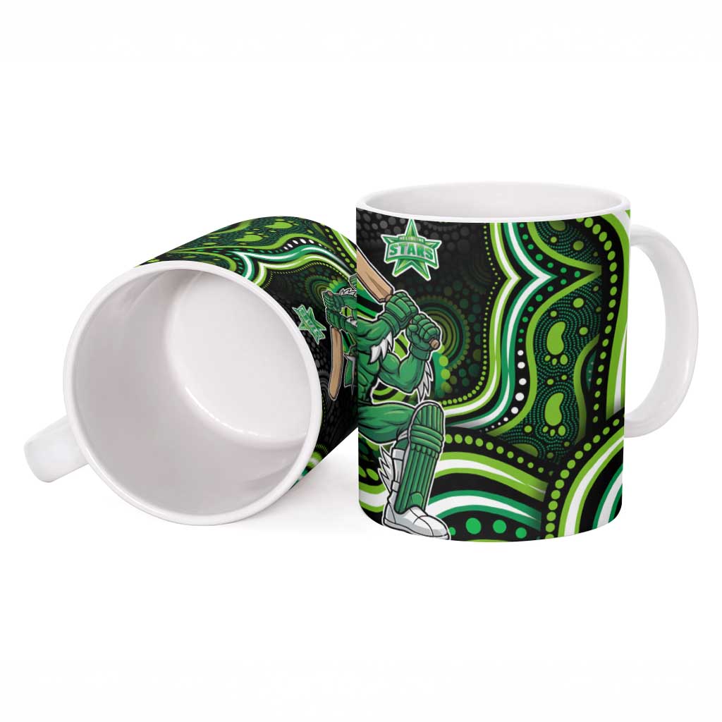 Melbourne Stars Cricket Ceramic Mug Australian Cricket Mascot - Modern Indigenous Style