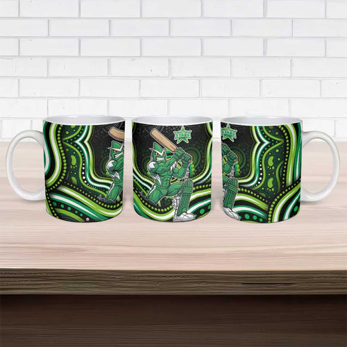 Melbourne Stars Cricket Ceramic Mug Australian Cricket Mascot - Modern Indigenous Style