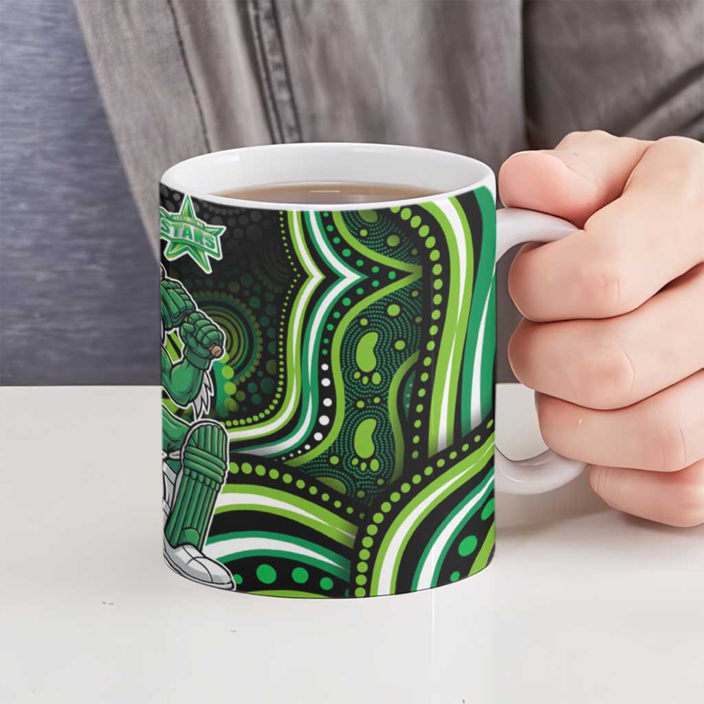 Melbourne Stars Cricket Ceramic Mug Australian Cricket Mascot - Modern Indigenous Style