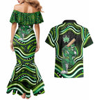 Melbourne Stars Cricket Couples Matching Mermaid Dress and Hawaiian Shirt Australian Cricket Mascot - Modern Indigenous Style