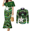 Melbourne Stars Cricket Couples Matching Mermaid Dress and Long Sleeve Button Shirt Australian Cricket Mascot - Modern Indigenous Style