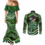 Melbourne Stars Cricket Couples Matching Mermaid Dress and Long Sleeve Button Shirt Australian Cricket Mascot - Modern Indigenous Style