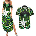 Melbourne Stars Cricket Couples Matching Summer Maxi Dress and Hawaiian Shirt Australian Cricket Mascot - Modern Indigenous Style