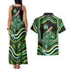 Melbourne Stars Cricket Couples Matching Tank Maxi Dress and Hawaiian Shirt Australian Cricket Mascot - Modern Indigenous Style