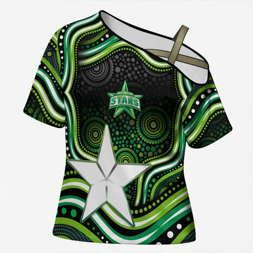 Melbourne Stars Cricket Cross Shoulder Shirt Australian Cricket Mascot - Modern Indigenous Style