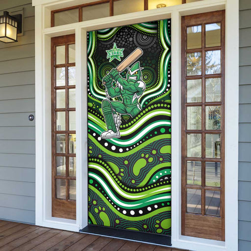 Melbourne Stars Cricket Door Cover Australian Cricket Mascot - Modern Indigenous Style