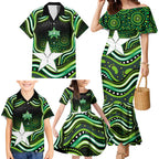 Melbourne Stars Cricket Family Matching Mermaid Dress and Hawaiian Shirt Australian Cricket Mascot - Modern Indigenous Style