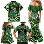 Melbourne Stars Cricket Family Matching Mermaid Dress and Hawaiian Shirt Australian Cricket Mascot - Modern Indigenous Style