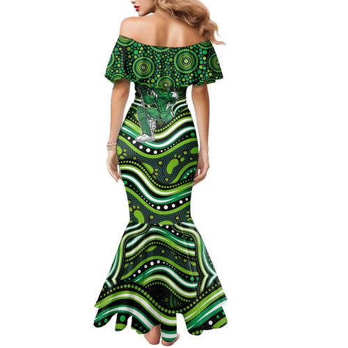 Melbourne Stars Cricket Family Matching Mermaid Dress and Hawaiian Shirt Australian Cricket Mascot - Modern Indigenous Style