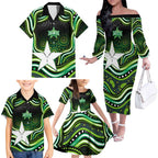Melbourne Stars Cricket Family Matching Off The Shoulder Long Sleeve Dress and Hawaiian Shirt Australian Cricket Mascot - Modern Indigenous Style