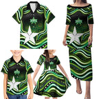 Melbourne Stars Cricket Family Matching Puletasi and Hawaiian Shirt Australian Cricket Mascot - Modern Indigenous Style