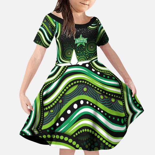 Melbourne Stars Cricket Family Matching Puletasi and Hawaiian Shirt Australian Cricket Mascot - Modern Indigenous Style