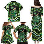 Melbourne Stars Cricket Family Matching Puletasi and Hawaiian Shirt Australian Cricket Mascot - Modern Indigenous Style