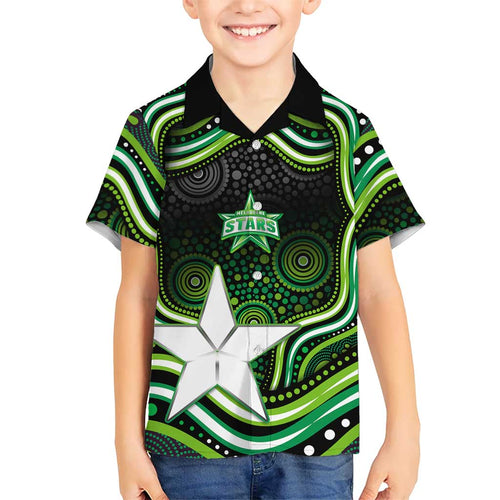 Melbourne Stars Cricket Family Matching Puletasi and Hawaiian Shirt Australian Cricket Mascot - Modern Indigenous Style