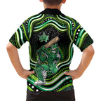 Melbourne Stars Cricket Family Matching Short Sleeve Bodycon Dress and Hawaiian Shirt Australian Cricket Mascot - Modern Indigenous Style