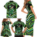 Melbourne Stars Cricket Family Matching Short Sleeve Bodycon Dress and Hawaiian Shirt Australian Cricket Mascot - Modern Indigenous Style