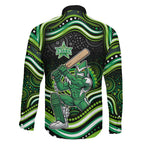 Melbourne Stars Cricket Family Matching Short Sleeve Bodycon Dress and Hawaiian Shirt Australian Cricket Mascot - Modern Indigenous Style