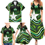 Melbourne Stars Cricket Family Matching Summer Maxi Dress and Hawaiian Shirt Australian Cricket Mascot - Modern Indigenous Style