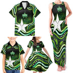 Melbourne Stars Cricket Family Matching Tank Maxi Dress and Hawaiian Shirt Australian Cricket Mascot - Modern Indigenous Style