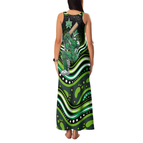 Melbourne Stars Cricket Family Matching Tank Maxi Dress and Hawaiian Shirt Australian Cricket Mascot - Modern Indigenous Style
