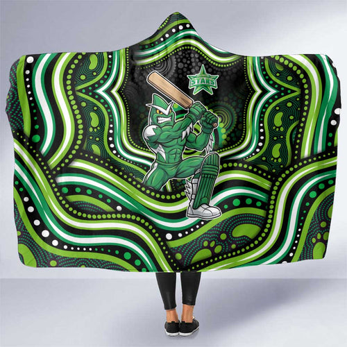 Melbourne Stars Cricket Hooded Blanket Australian Cricket Mascot - Modern Indigenous Style