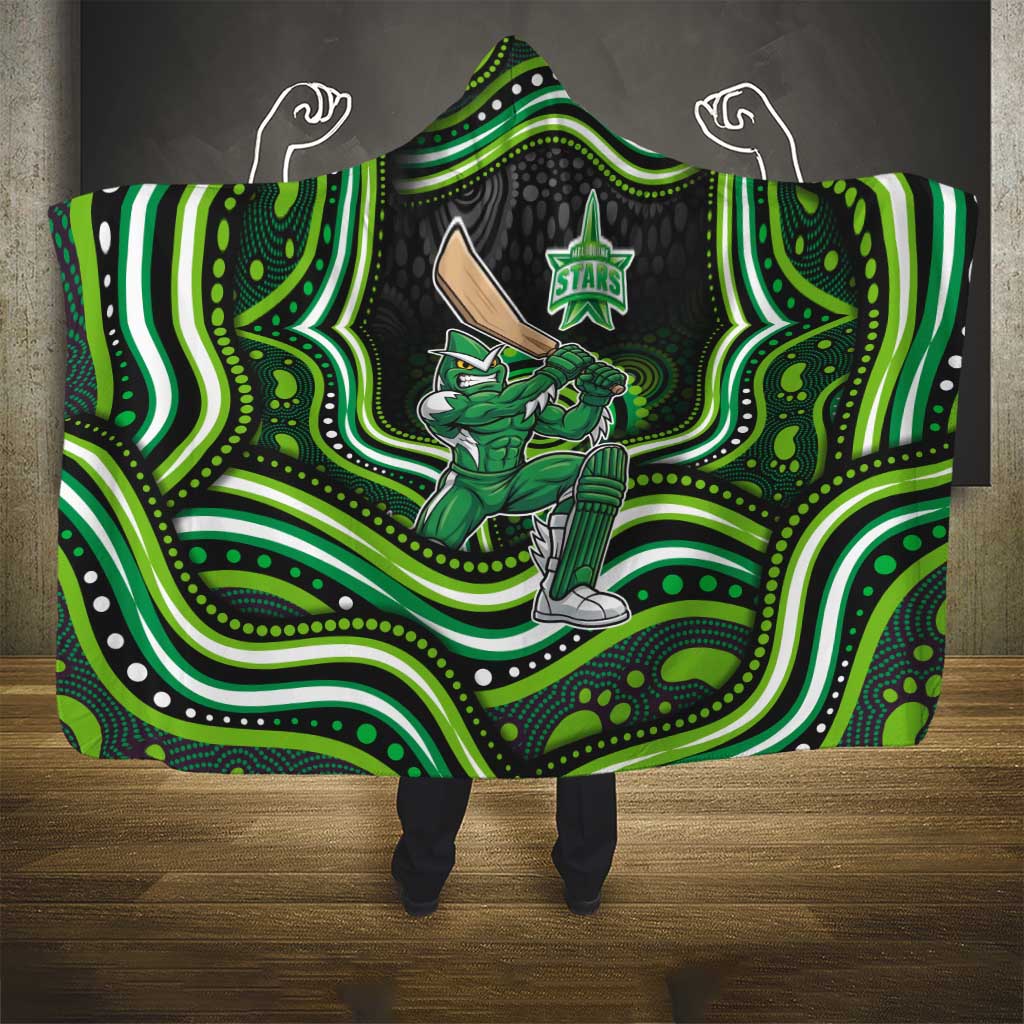 Melbourne Stars Cricket Hooded Blanket Australian Cricket Mascot - Modern Indigenous Style