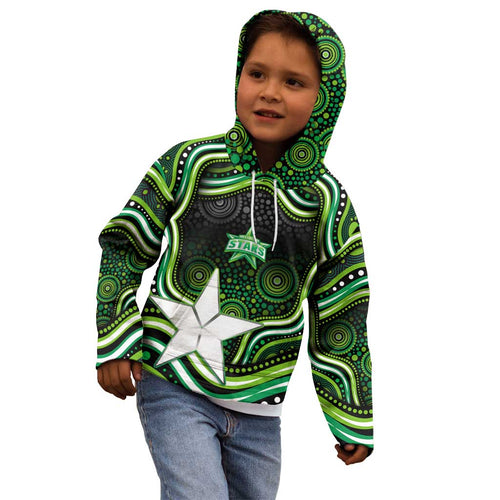 Melbourne Stars Cricket Kid Hoodie Australian Cricket Mascot - Modern Indigenous Style