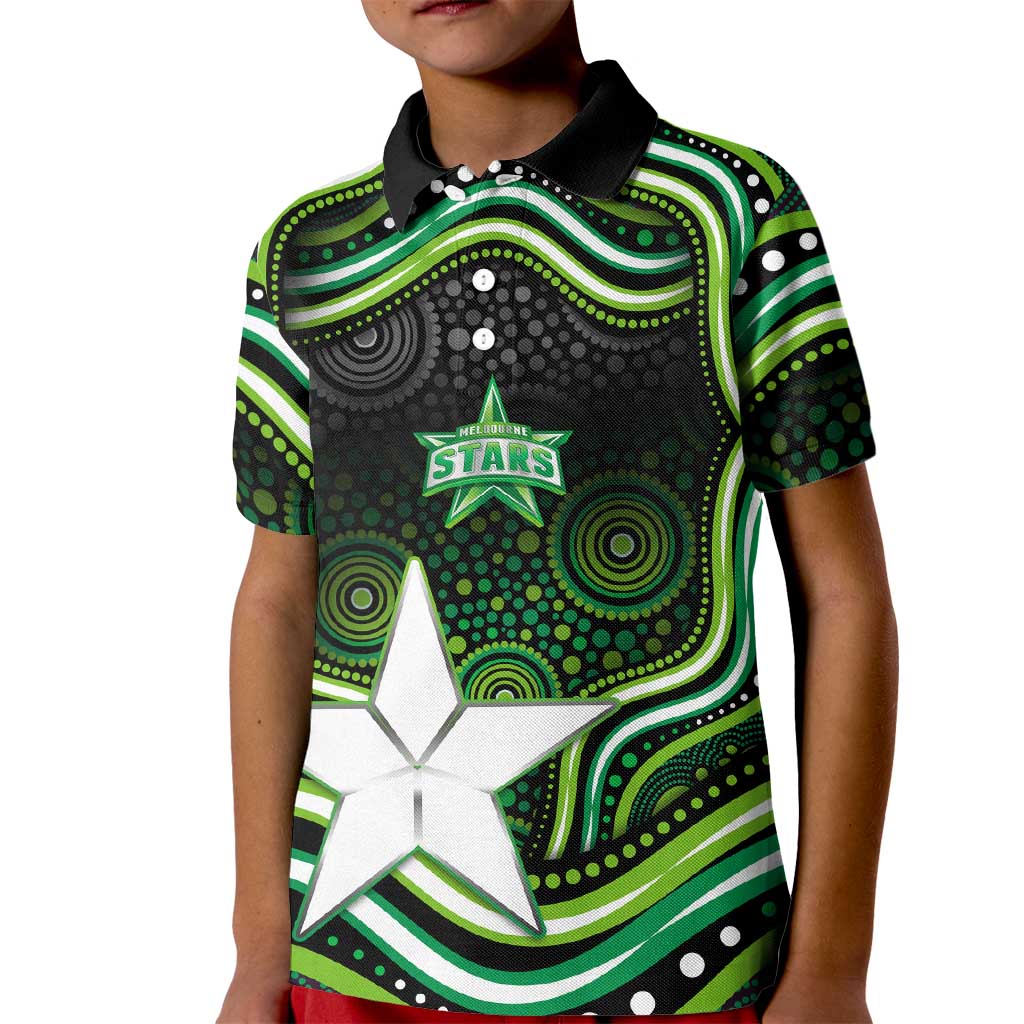 Melbourne Stars Cricket Kid Polo Shirt Australian Cricket Mascot - Modern Indigenous Style