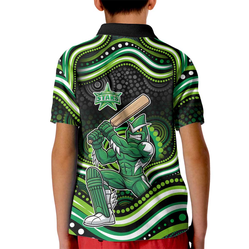 Melbourne Stars Cricket Kid Polo Shirt Australian Cricket Mascot - Modern Indigenous Style