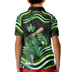Melbourne Stars Cricket Kid Polo Shirt Australian Cricket Mascot - Modern Indigenous Style