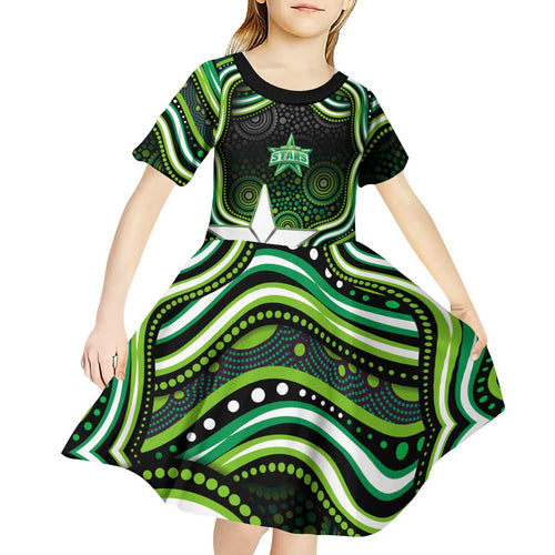 Melbourne Stars Cricket Kid Short Sleeve Dress Australian Cricket Mascot - Modern Indigenous Style