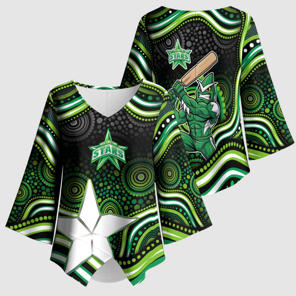 Melbourne Stars Cricket Kimono Sleeve Blouse Australian Cricket Mascot - Modern Indigenous Style