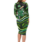 Melbourne Stars Cricket Long Sleeve Bodycon Dress Australian Cricket Mascot - Modern Indigenous Style